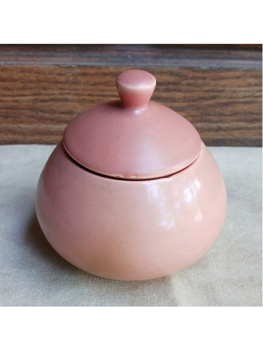 MCM Pink Ceramic Sugar Bowl w/ Lid, Glossy Solid/Plain, Vintage/Retro Style